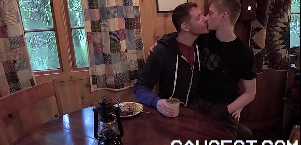  GAYCEST - Boy fucked by his hung dad bareback on breakfast table